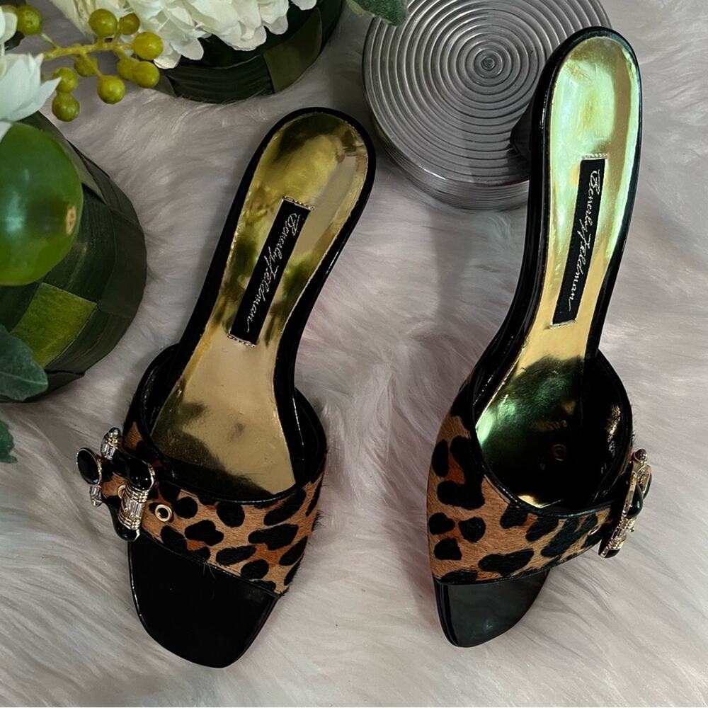 NEW Vintage Beverly Feldman Hair Calf Jeweled Slide Buckle Sandals Sz 5.5 NWOB - Picture 7 of 12